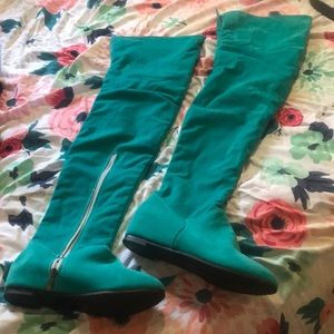 Teal Blue Over the Knee Boots
